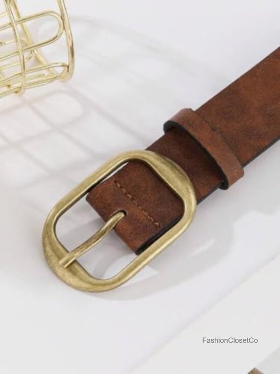 Faux Leather Studded Belt with Metal Buckle Unisex Punk main image 4